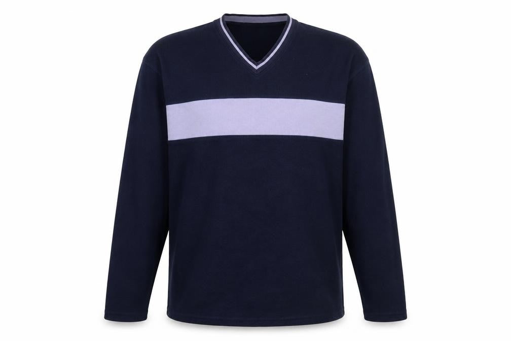 Front view of Marks & Spencer Men's Blue V-Neck Pullover Sweatshirt M