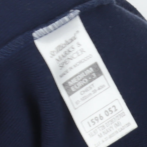 Marks and Spencer Men's Blue V-Neck Pullover Sweatshirt M