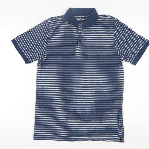 Fabri 8 Men's Blue Striped Polo Shirt Medium