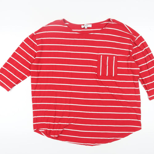 Capsule Women's Plus Red Striped Basic T-Shirt
