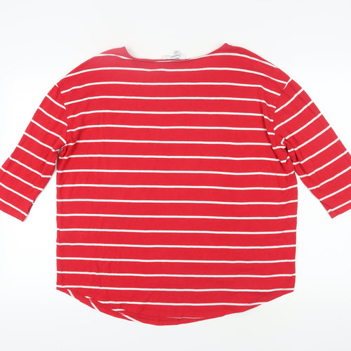 Capsule Women's Plus Red Striped Basic T-Shirt