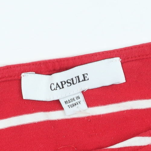 Capsule Women's Plus Red Striped Basic T-Shirt