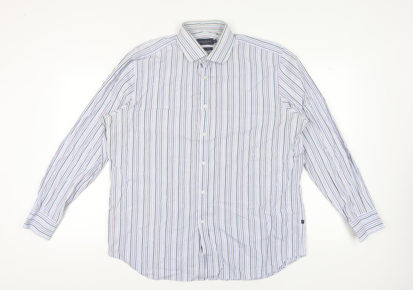 Osborne Men's Multicoloured Striped Shirt, Size 17.5