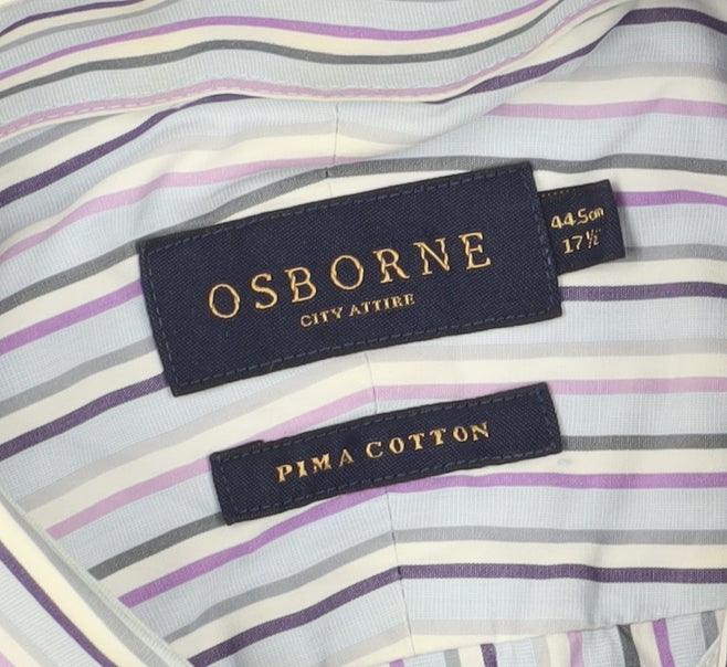 Osborne Men's Multicoloured Striped Shirt, Size 17.5