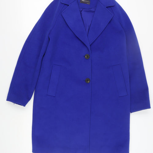 Marks and Spencer Women's Blue Overcoat - Size 12