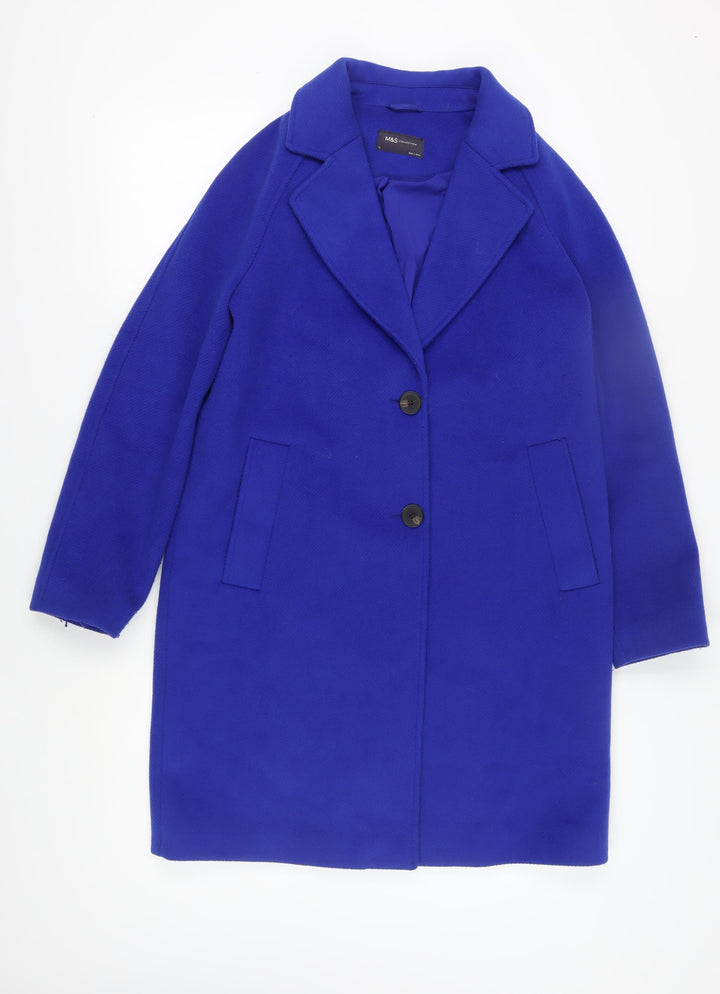 Marks and Spencer Women's Blue Overcoat - Size 12