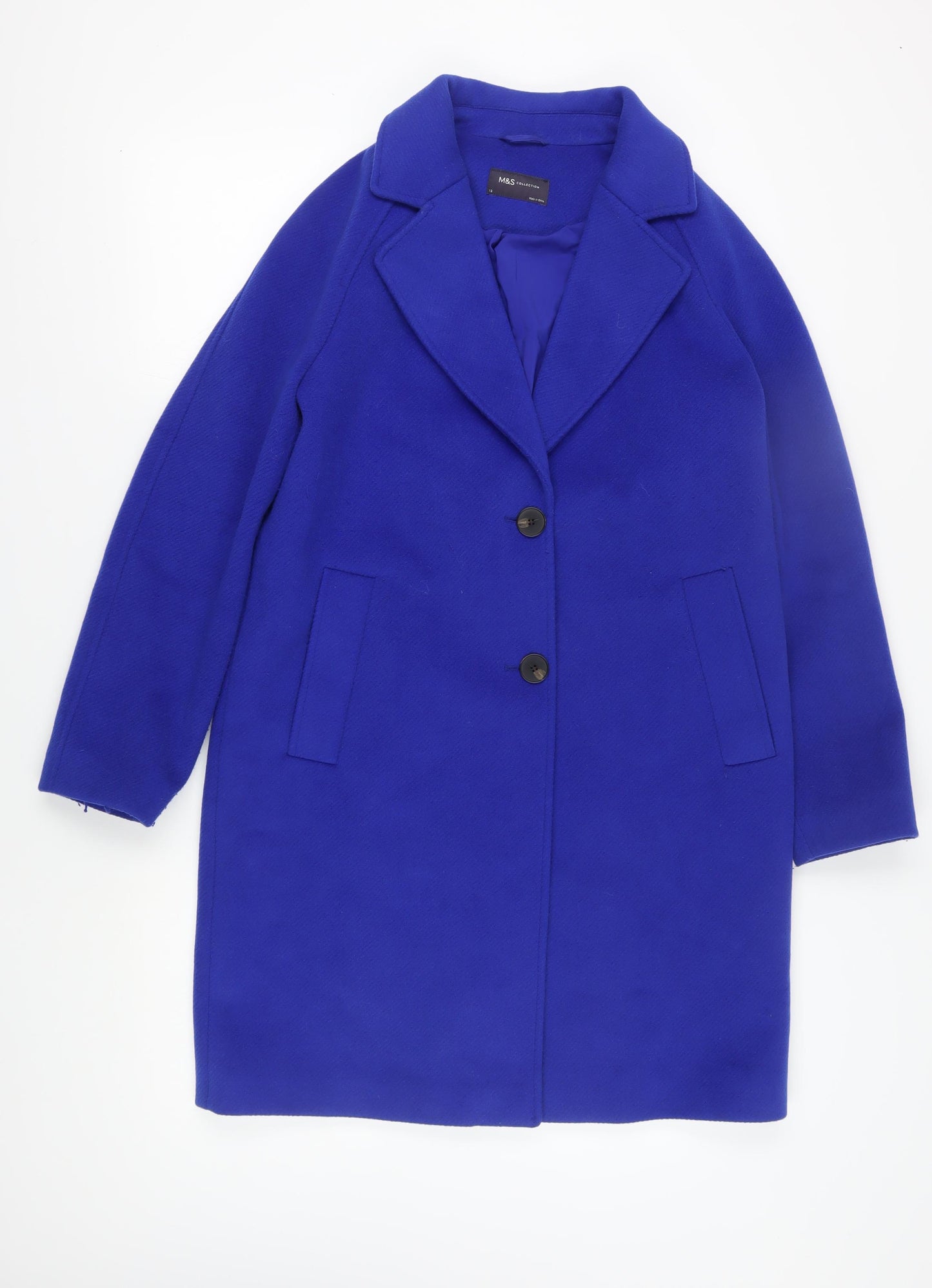 Marks and Spencer Women's Blue Overcoat - Size 12