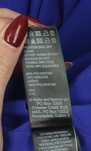 Marks and Spencer Women's Blue Overcoat - Size 12