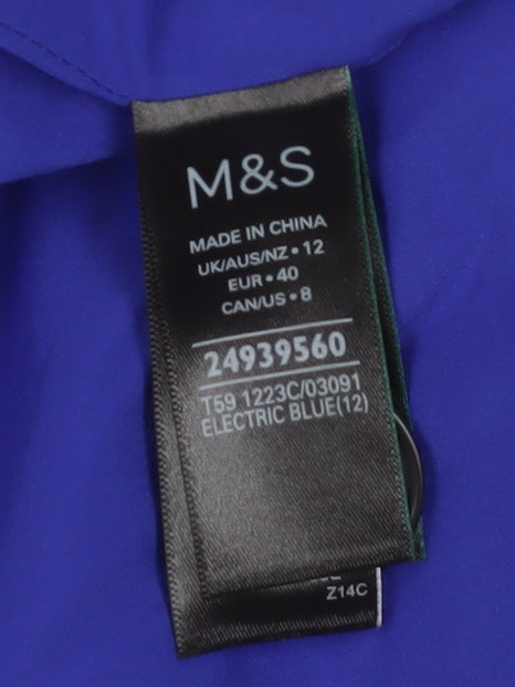 Marks and Spencer Women's Blue Overcoat - Size 12
