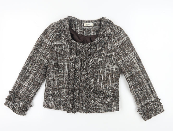 Malvin Women's Brown Plaid Boucle Blazer Size 10