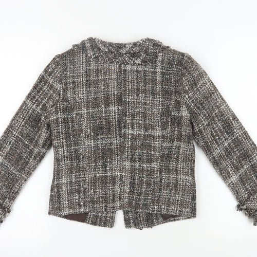 Malvin Women's Brown Plaid Boucle Blazer Size 10