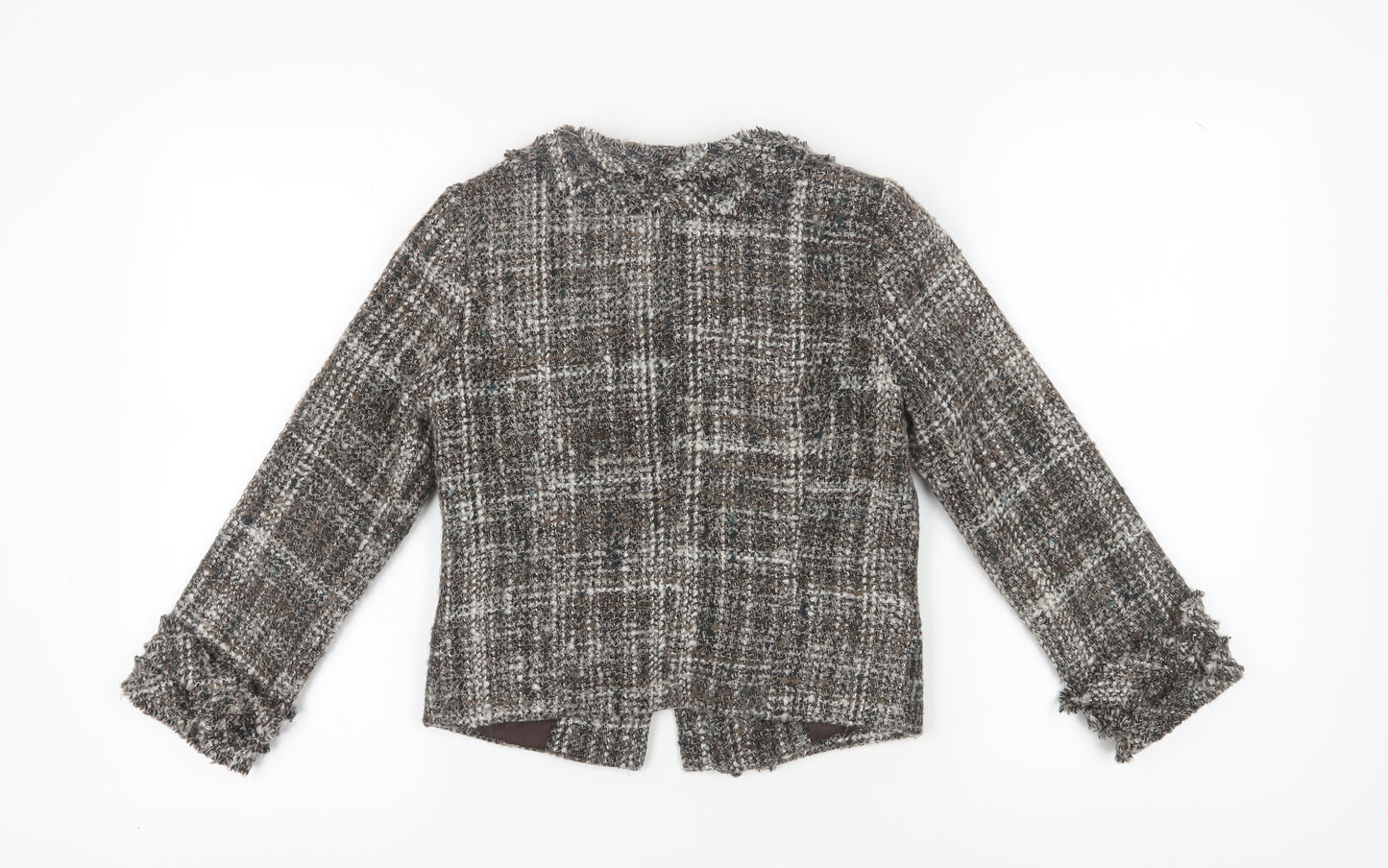 Malvin Women's Brown Plaid Boucle Blazer Size 10
