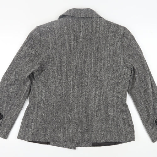 Apanage Women's Grey Wool Blazer, Size 14 Double Breasted
