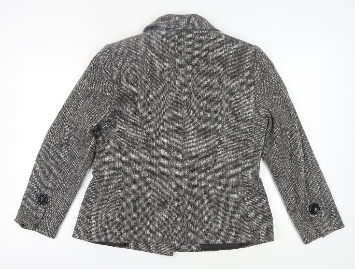 Apanage Women's Grey Wool Blazer, Size 14 Double Breasted
