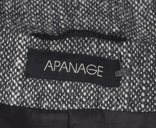 Apanage Women's Grey Wool Blazer, Size 14 Double Breasted