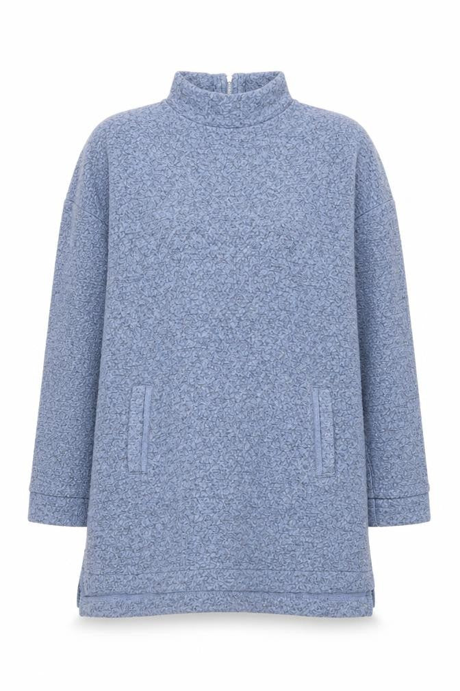 Front view of Next Women's Blue Knit Jersey Mock Neck Top -, size 10