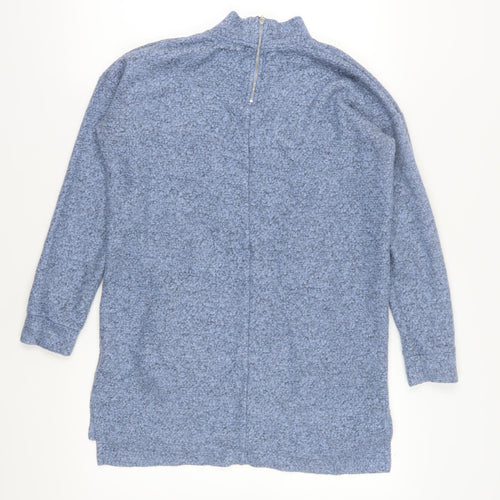 Next Women's Blue Knit Jersey Mock Neck Top - Size 10