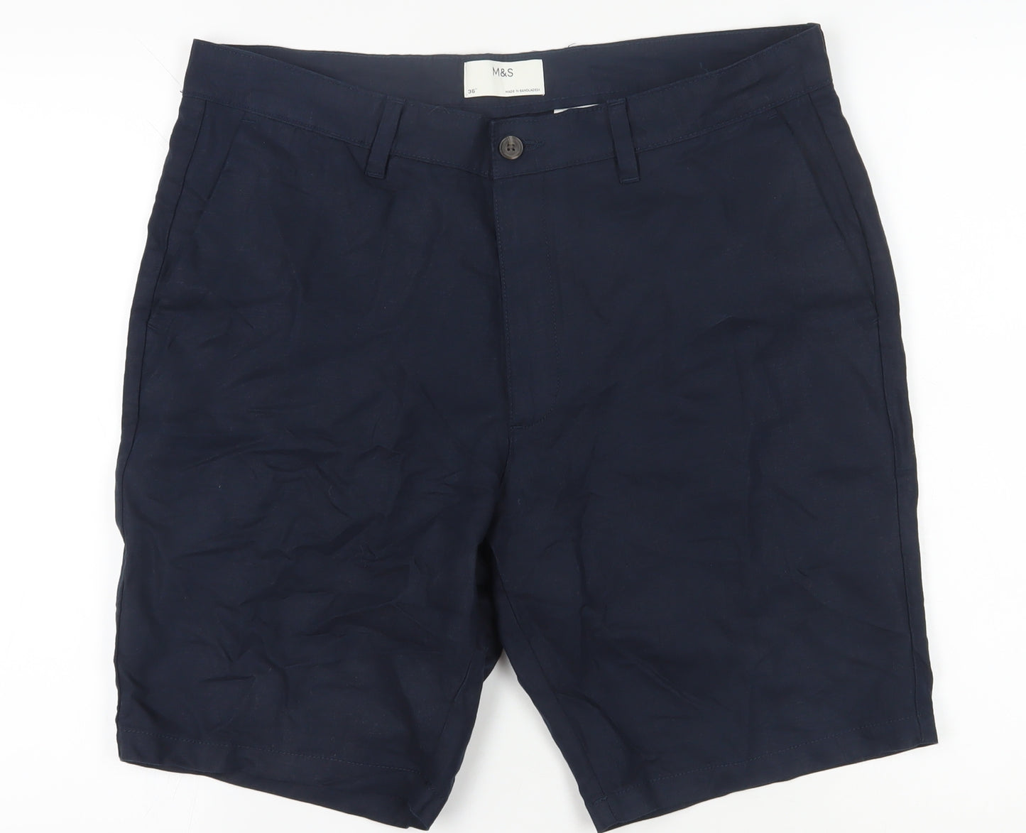 Marks and Spencer Men's Blue Chino Shorts Size 36