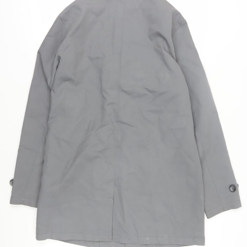Burton Menswear Grey Cotton Trench Coat for Men M