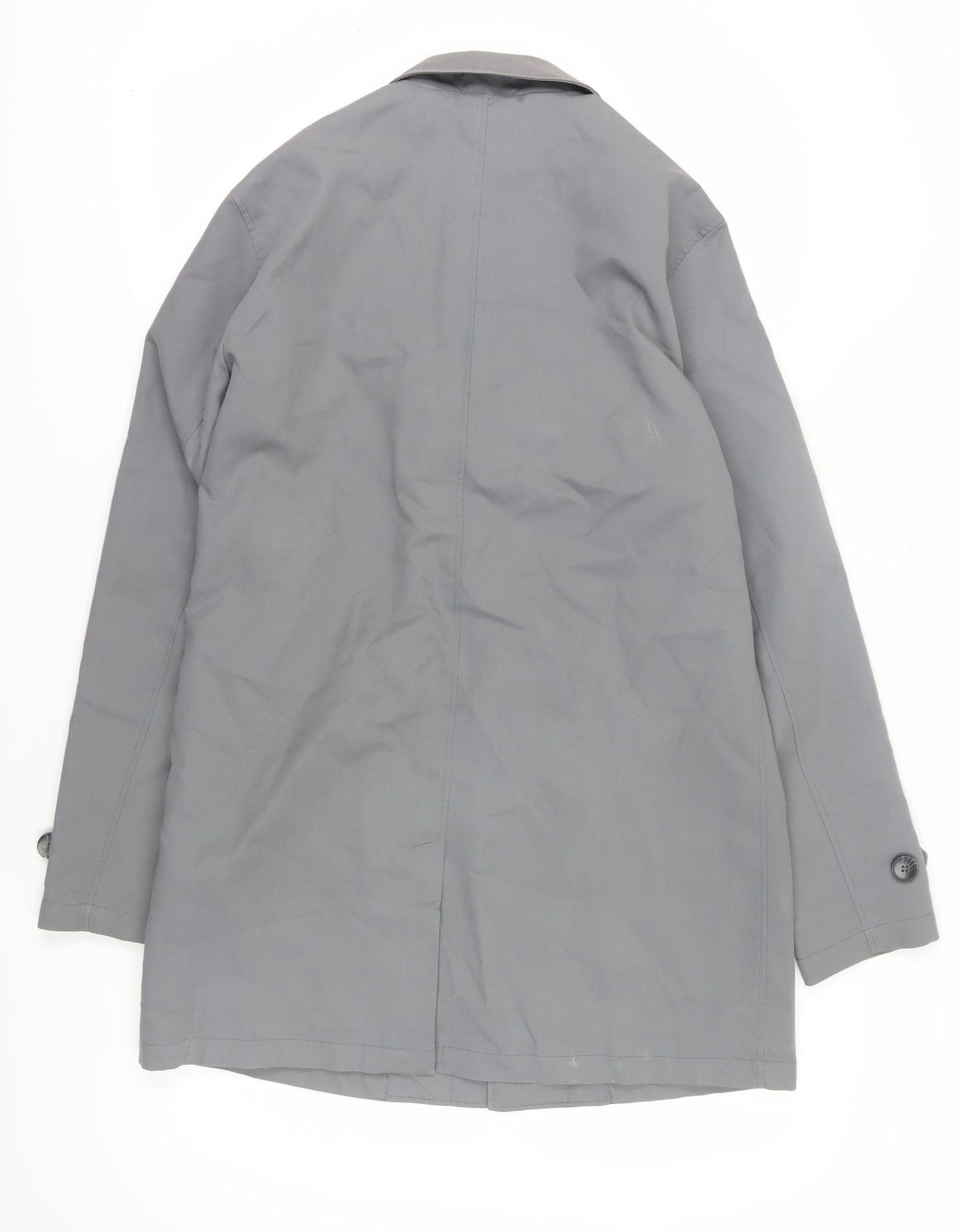 Burton Menswear Grey Cotton Trench Coat for Men M