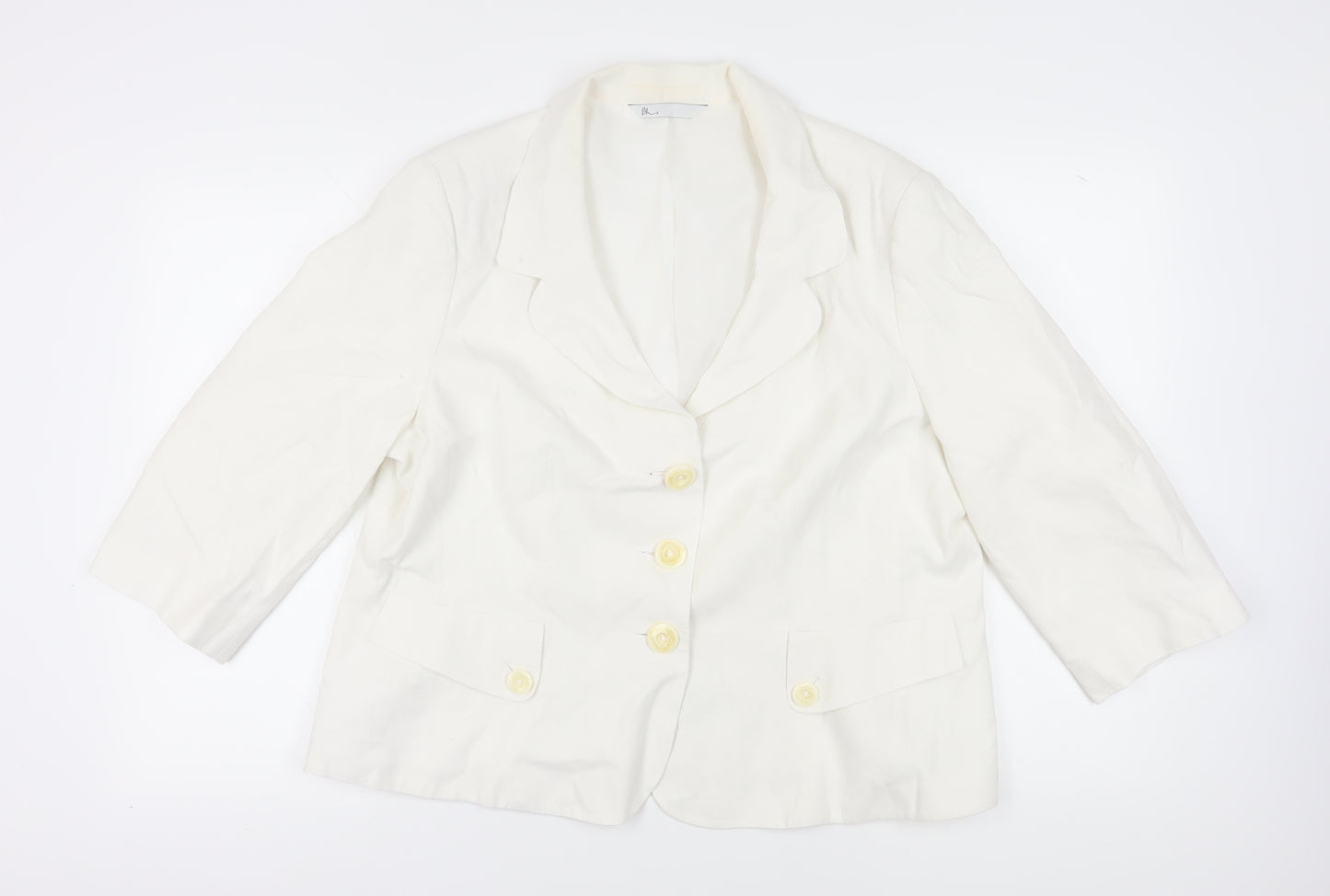 BHS Women's White Blazer, Size 22, Linen Blend, Casual