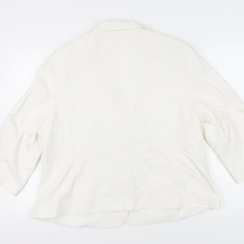 BHS Women's White Blazer, Size 22, Linen Blend, Casual