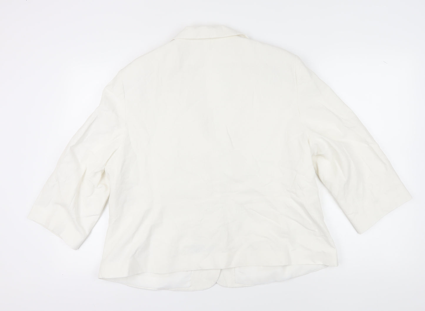 BHS Women's White Blazer, Size 22, Linen Blend, Casual