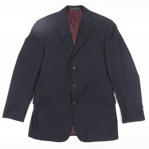 Greenwoods Men's Black Striped Blazer, Size 38R, Formal
