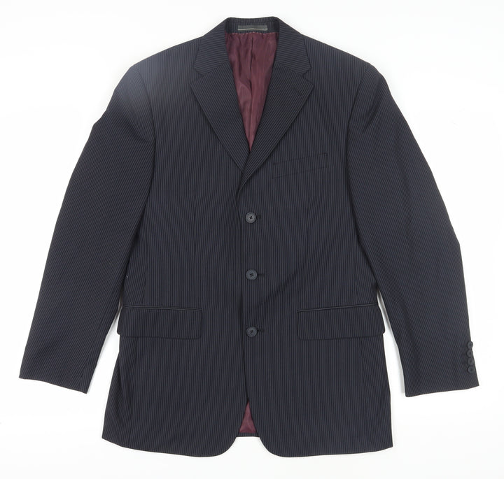 Greenwoods Men's Black Striped Blazer, Size 38R, Formal
