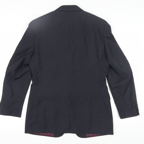 Greenwoods Men's Black Striped Blazer, Size 38R, Formal