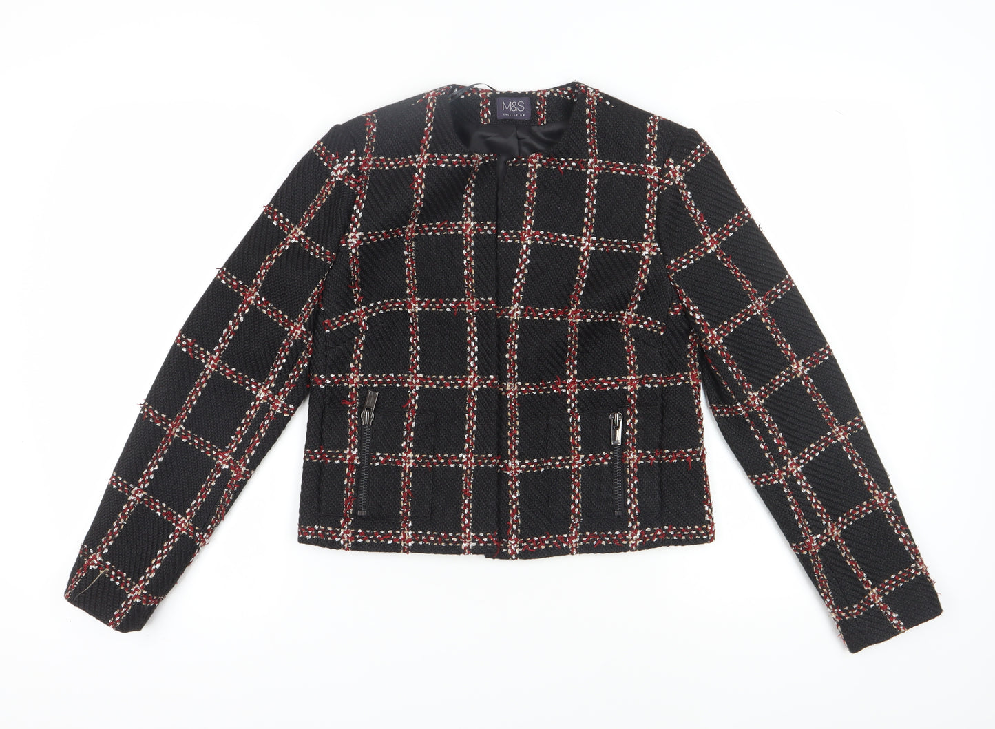 Marks and Spencer Women's Black Check Blazer Size 10
