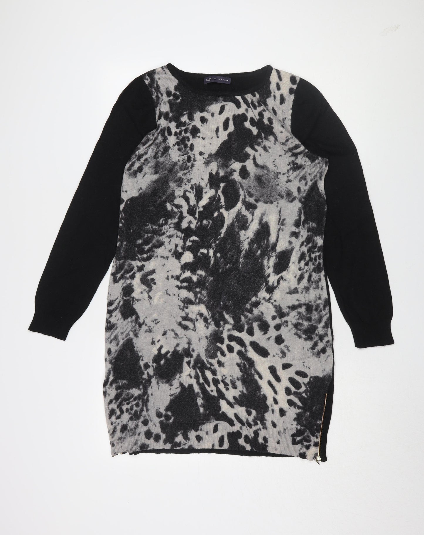 Marks and Spencer Women's Black Animal Print Pullover, Size 16