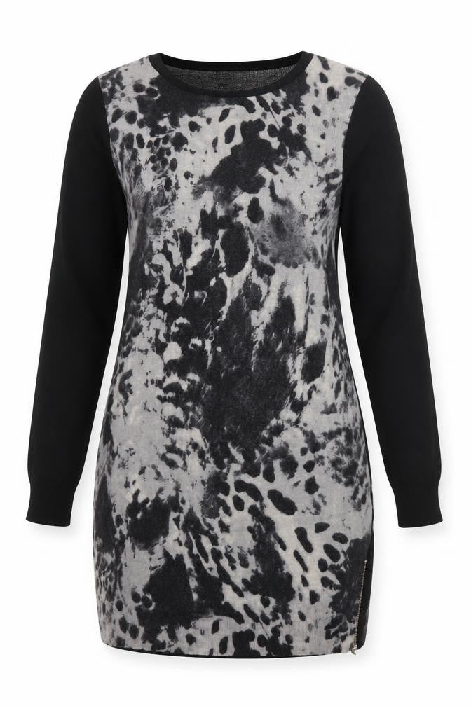 Front view of Marks & Spencer Women's Black Animal Print Pullover, size 16