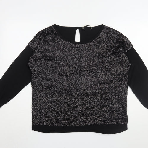Oasis Women's Black Sequin Blouse M - Party Top