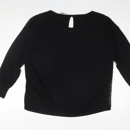 Oasis Women's Black Sequin Blouse M - Party Top