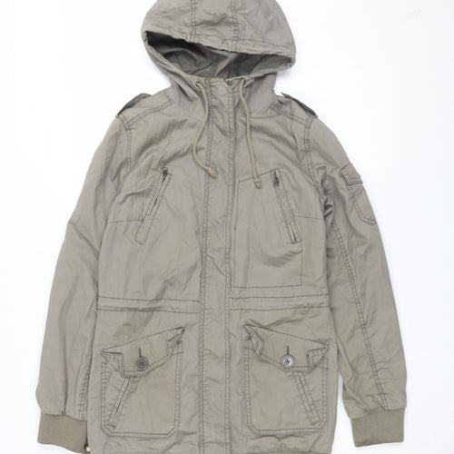 H&M Women's Grey Parka Jacket, Size 10, Autumn Style