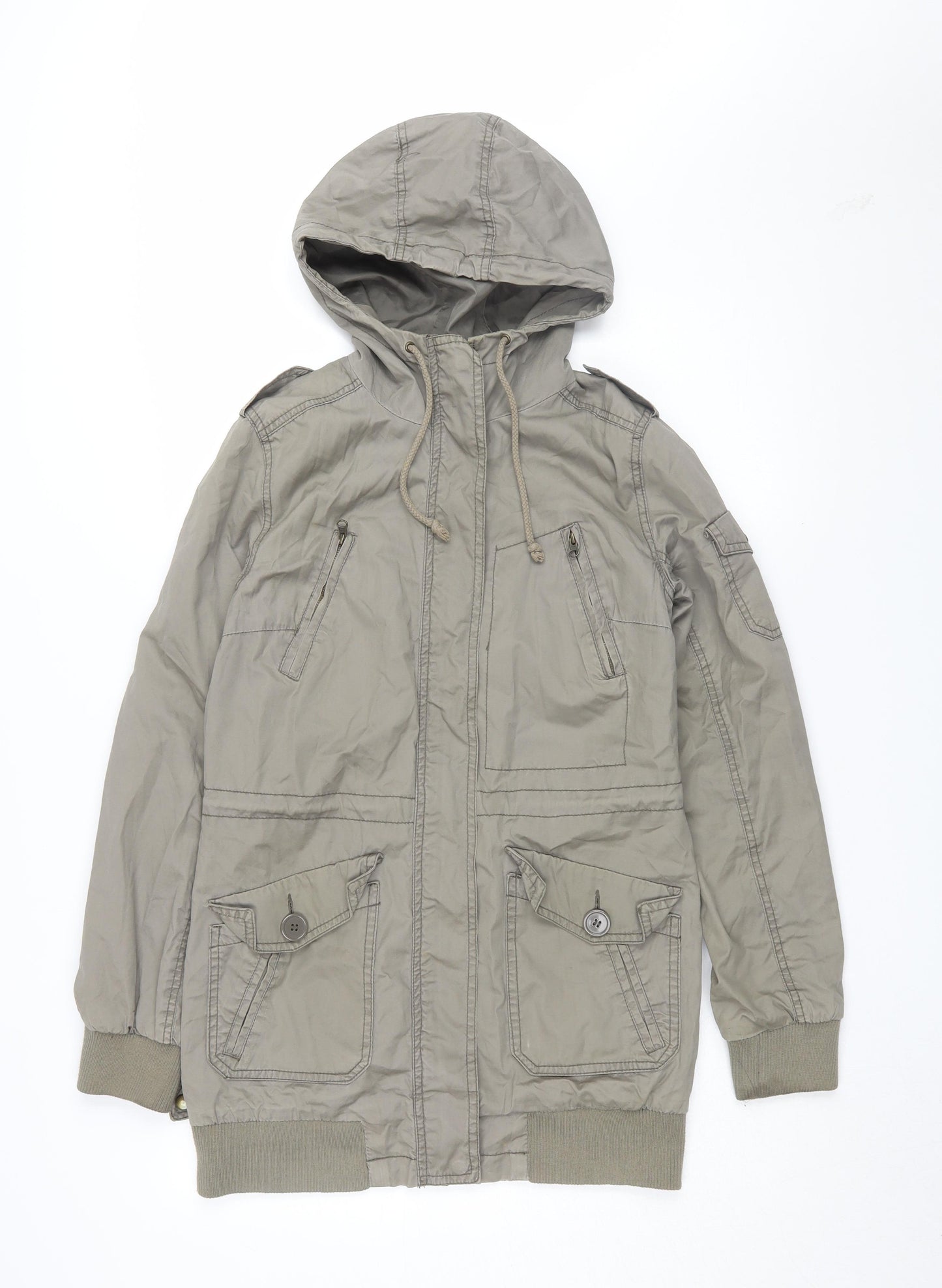 H&M Women's Grey Parka Jacket, Size 10, Autumn Style