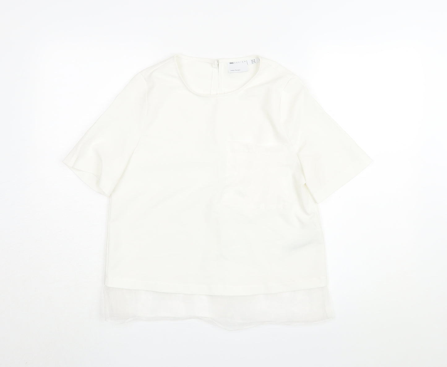 ASOS DESIGN Women's Ivory Blouse UK 8 Round Neck