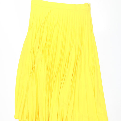 Linea Women Yellow Pleated Midi Skirt Size 14