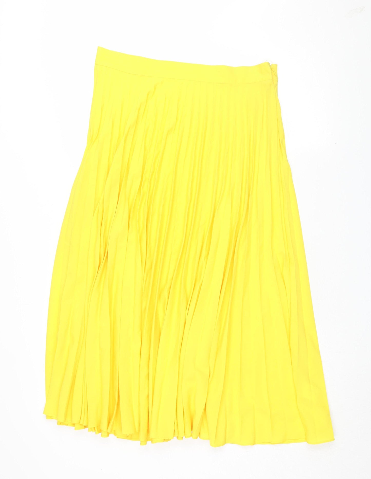 Linea Women Yellow Pleated Midi Skirt Size 14