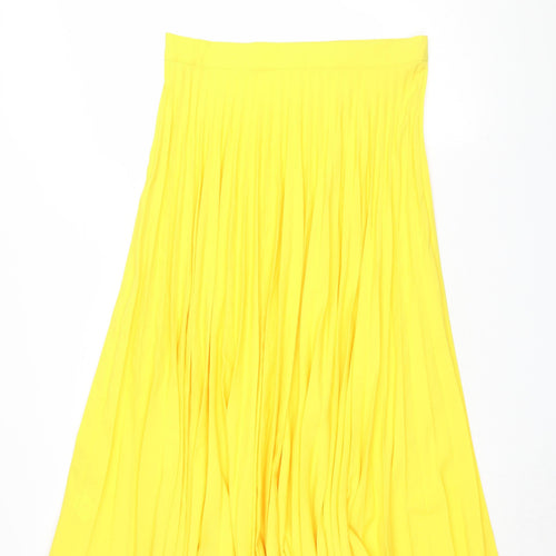 Linea Women Yellow Pleated Midi Skirt Size 14