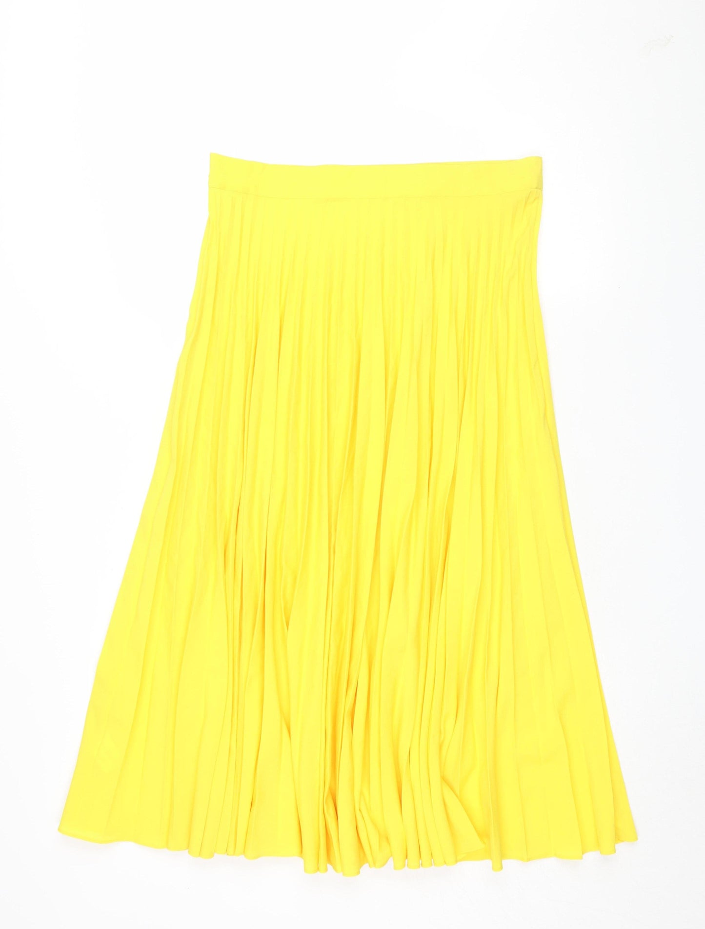 Linea Women Yellow Pleated Midi Skirt Size 14