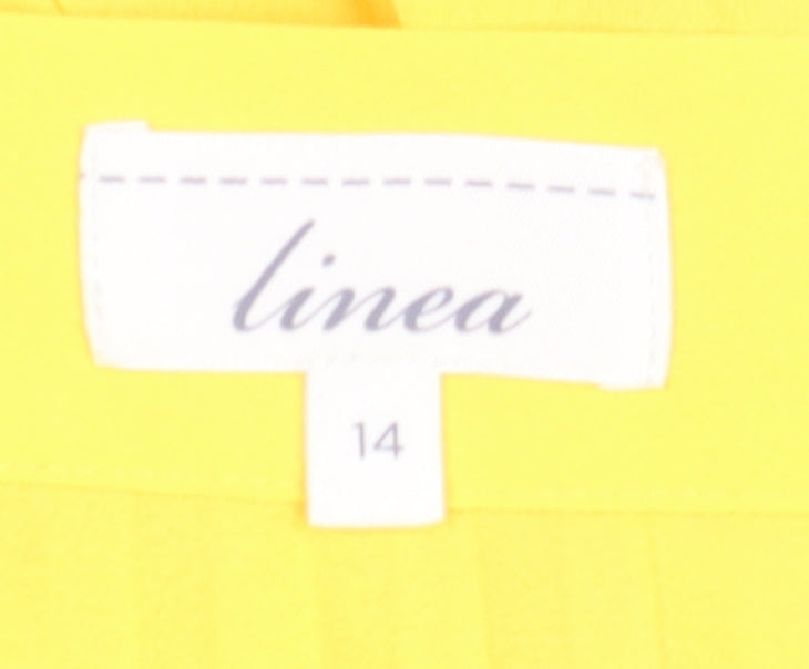Linea Women Yellow Pleated Midi Skirt Size 14