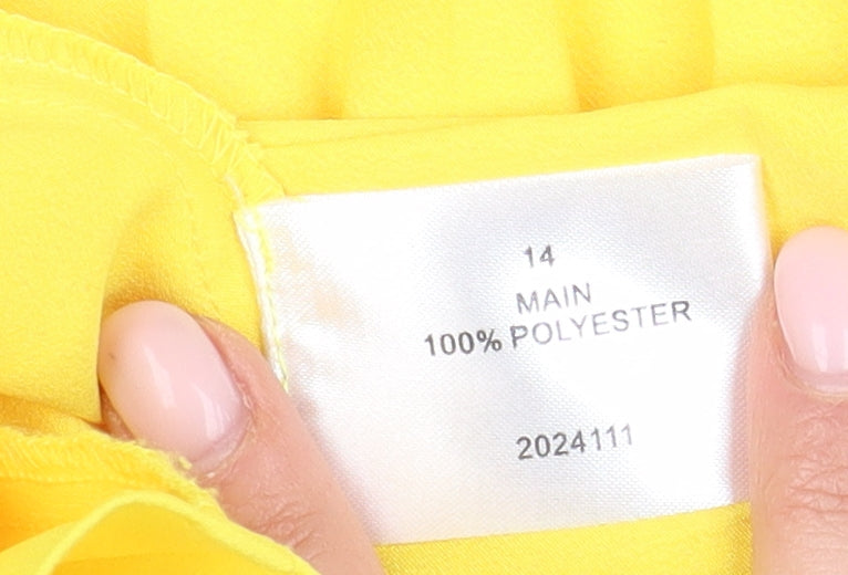 Linea Women Yellow Pleated Midi Skirt Size 14