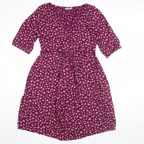 Vertbaudet Women Purple Floral A-Line Dress Size 8