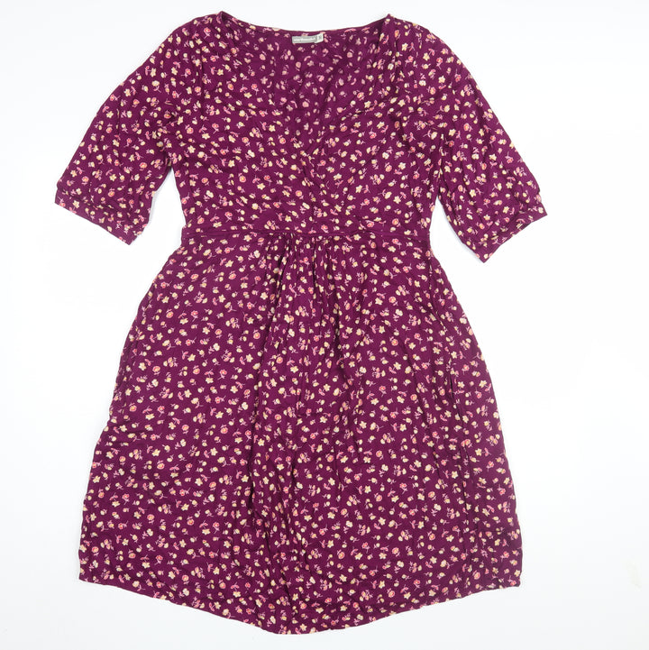 Vertbaudet Women Purple Floral A-Line Dress Size 8