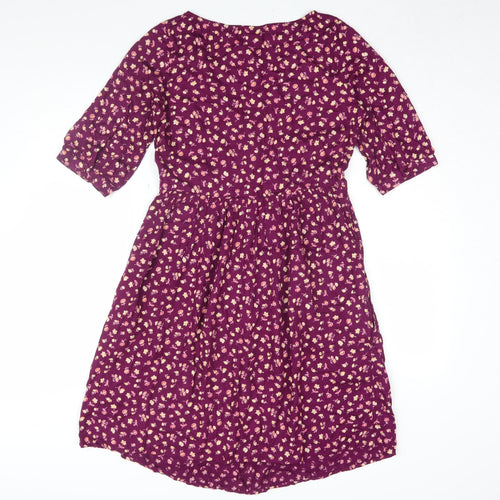 Vertbaudet Women Purple Floral A-Line Dress Size 8