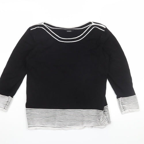 Roman Women's Black Stripe 3/4 Sleeve Blouse