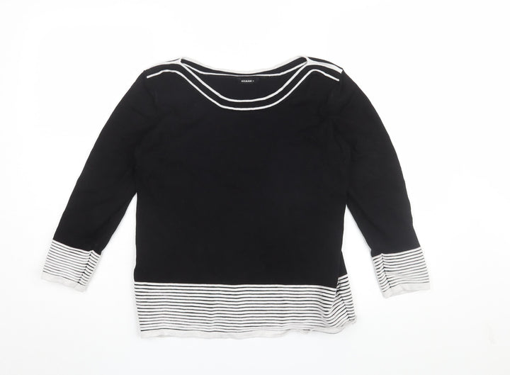 Roman Women's Black Stripe 3/4 Sleeve Blouse