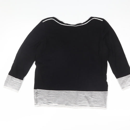 Roman Women's Black Stripe 3/4 Sleeve Blouse